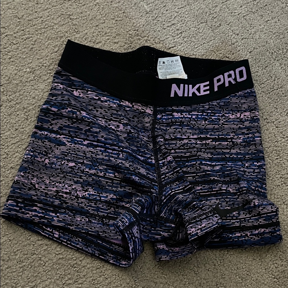 Nike Pro Women's Black and purple spandex booty Shorts. Size XS